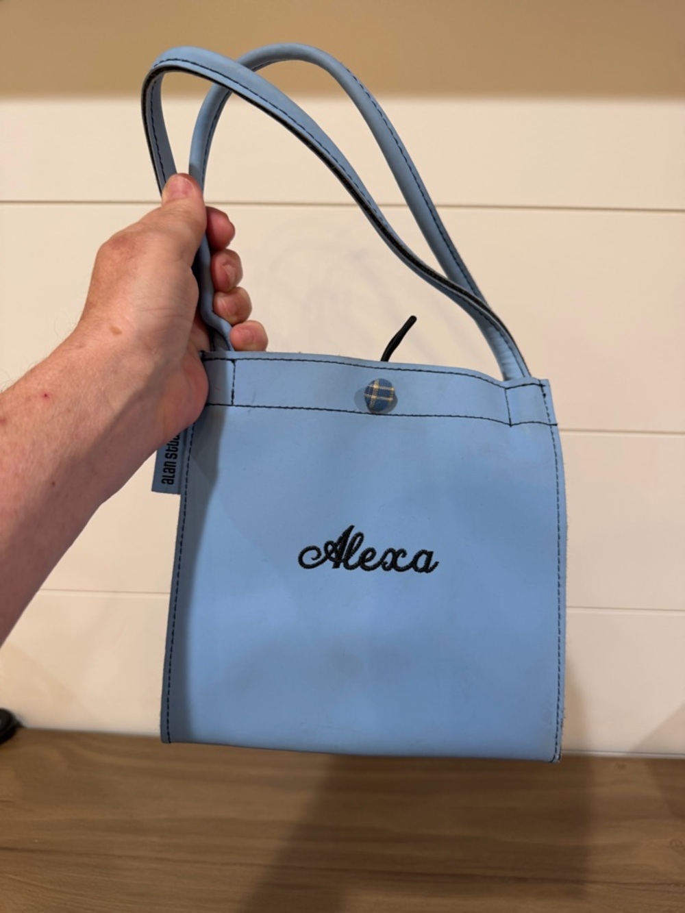 Alexa Embroidered Light Blue Shoulder Tote